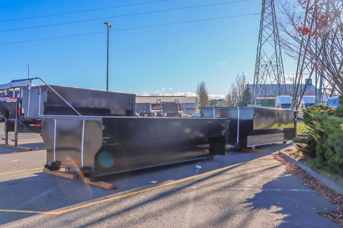Roll-off dumpster ready for waste disposal at job site for Construction Dumpster Rental in Treasure Island